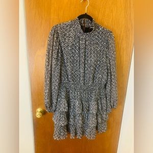 Express Mock Neck Long Sleeve Tiered Ruffle Dress